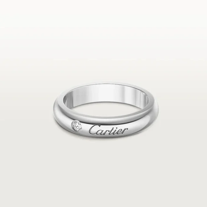 C de Cartier Ehering, 4 mm Breite, 1 Diamant