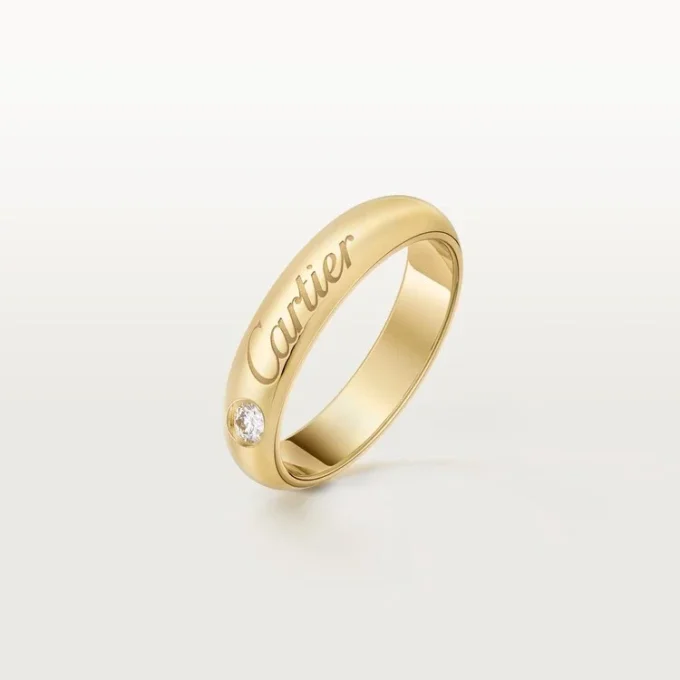 C de Cartier Ehering, 4 mm Breite, 1 Diamant