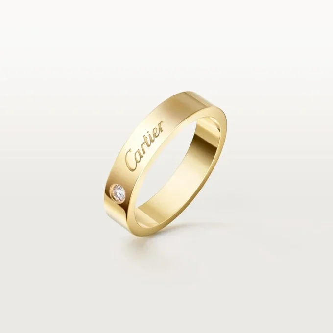 C de Cartier Ehering, 4 mm Breite, 1 Diamant
