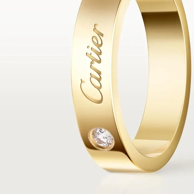 C de Cartier Ehering, 4 mm Breite, 1 Diamant