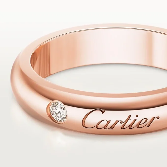 C de Cartier Ehering, 4 mm Breite, 1 Diamant
