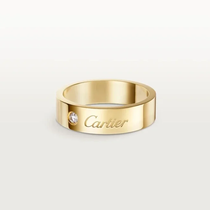C de Cartier Ehering, 5 mm Breite, 1 Diamant