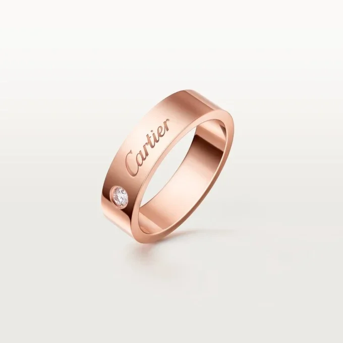 C de Cartier Ehering, 5 mm Breite, 1 Diamant