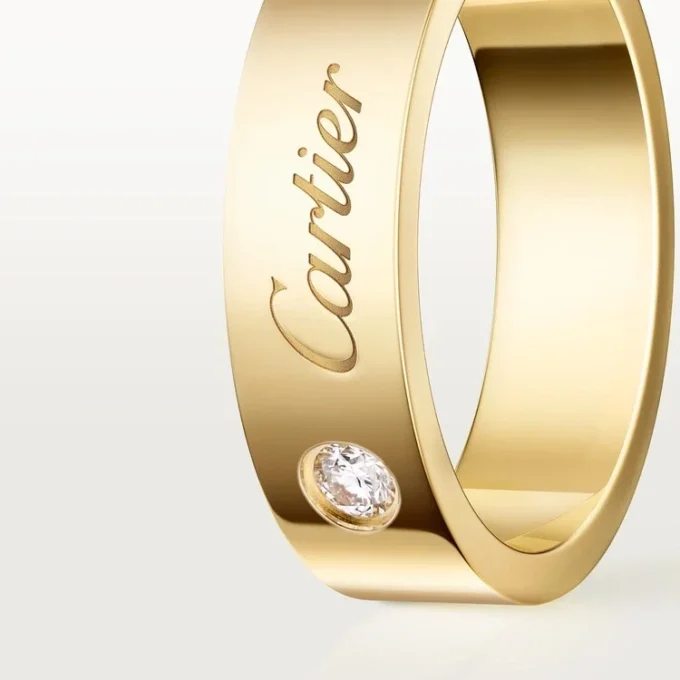C de Cartier Ehering, 5 mm Breite, 1 Diamant