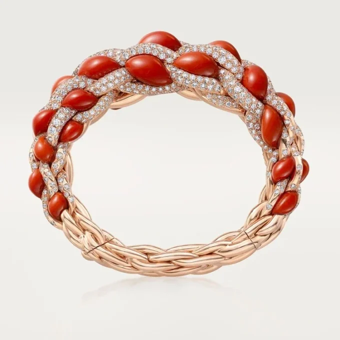 Cartier Libre Tressage Armband, Koralle