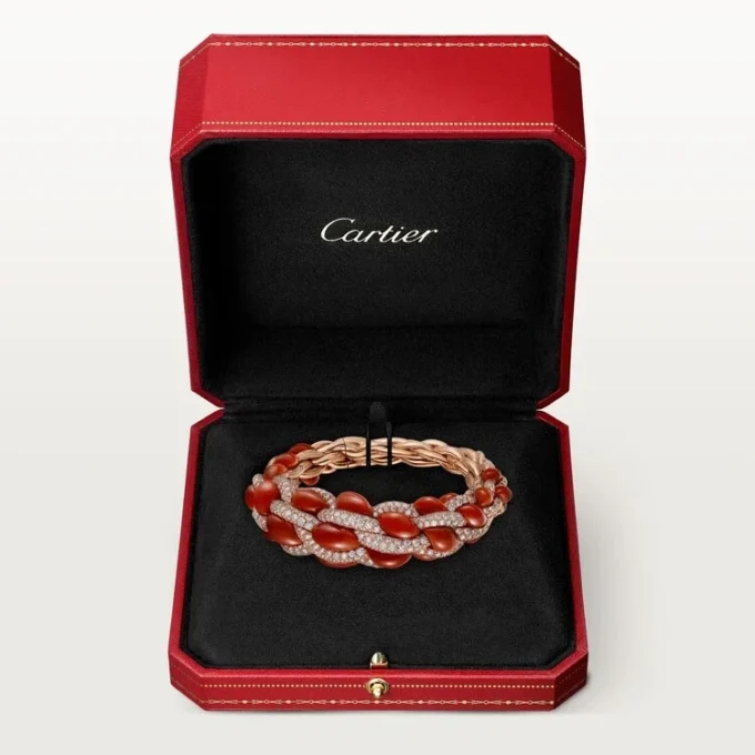 Cartier Libre Tressage Armband, Koralle