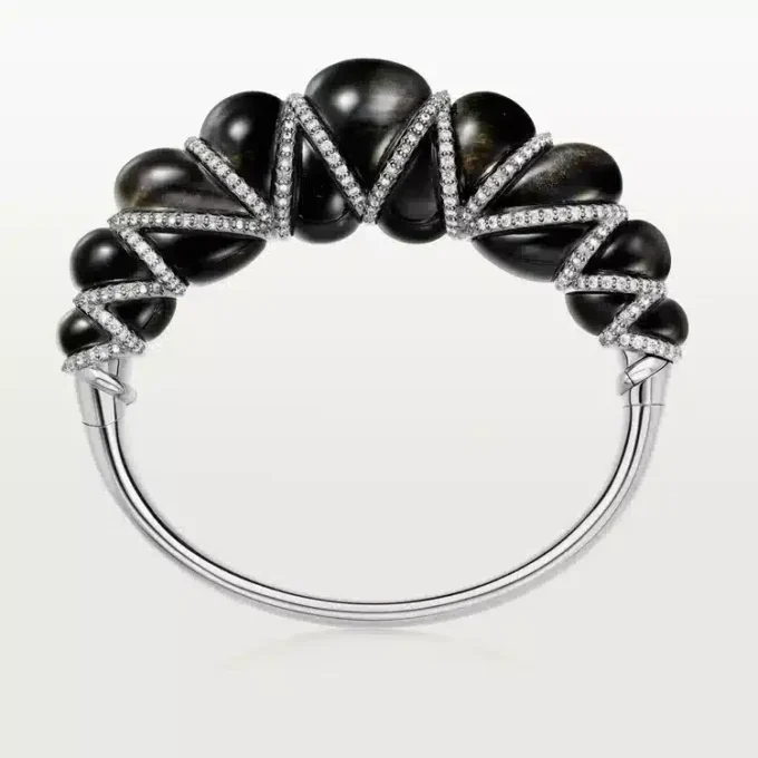 Cartier Libre Tressage Armband, Obsidian, Diamanten
