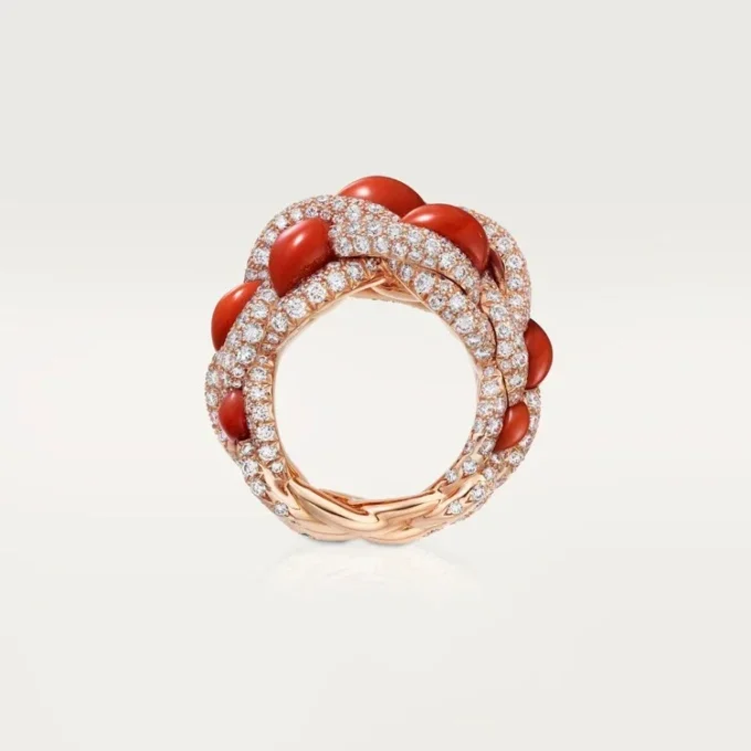 Cartier Libre Tressage Ring, Koralle