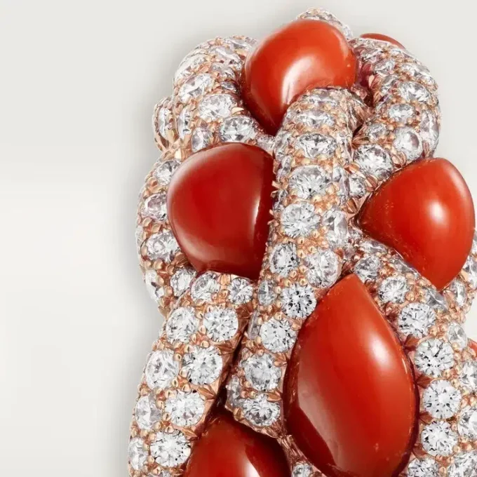 Cartier Libre Tressage Ring, Koralle
