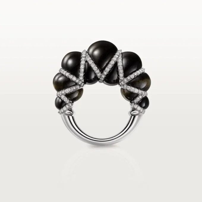 Cartier Libre Tressage Ring, Obsidian, Diamanten