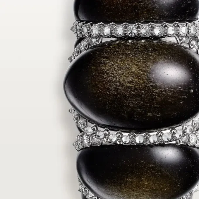 Cartier Libre Tressage Ring, Obsidian, Diamanten