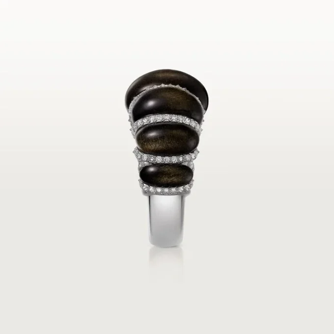 Cartier Libre Tressage Ring, Obsidian, Diamanten