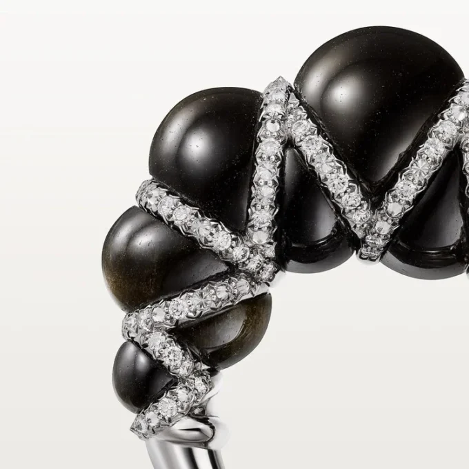 Cartier Libre Tressage Ring, Obsidian, Diamanten