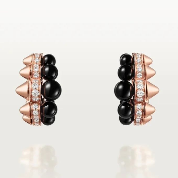 Clash de Cartier Ohrringe, Onyx, extragroßes Modell, Diamanten