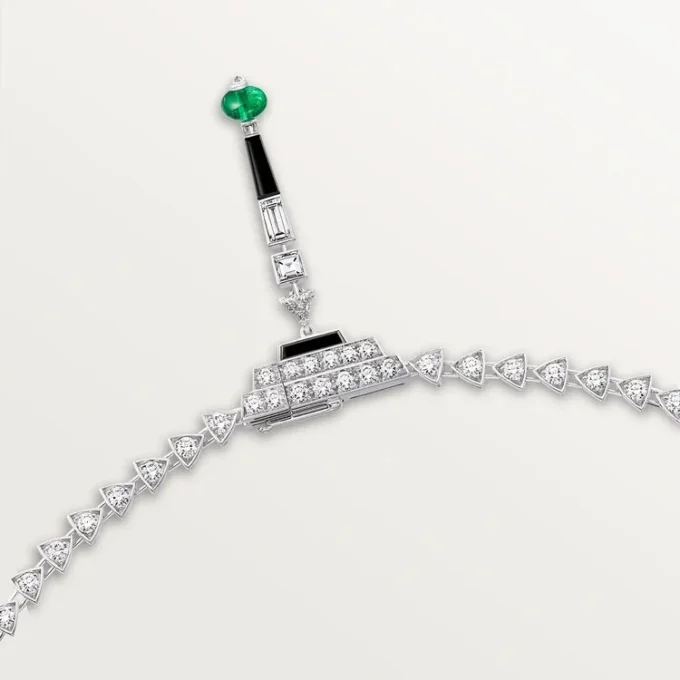 En Equilibre Halskette, Smaragd, pavé-gefasst