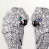 Faune Et Flore Cartier Ohrringe, Smaragd-Tropfen, pavé-gefasst