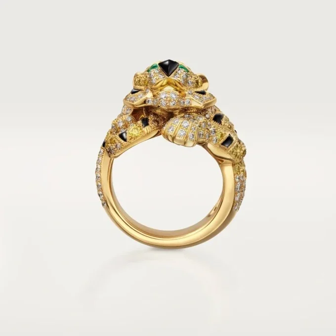 Faune Et Flore-Ring von Cartier, gelbe, orangefarbene und braune Diamanten, pavé-gefasst