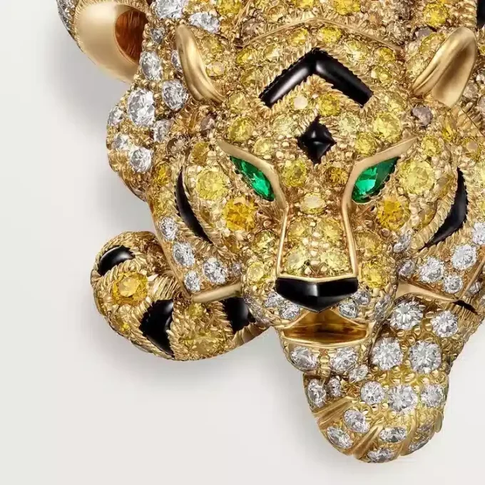 Faune Et Flore-Ring von Cartier, gelbe, orangefarbene und braune Diamanten, pavé-gefasst