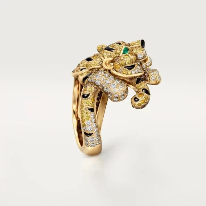 Faune Et Flore-Ring von Cartier, gelbe, orangefarbene und braune Diamanten, pavé-gefasst