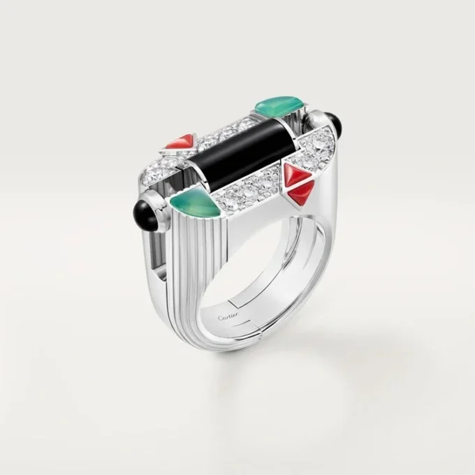 Geometrie & Contrastes Ring, Chrysopras, Pavé