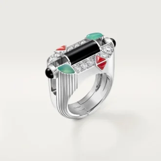 Geometrie & Contrastes Ring, Chrysopras, Pavé