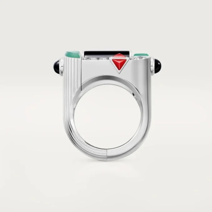 Geometrie & Contrastes Ring, Chrysopras, Pavé