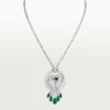 Halskette „Faune et Flore de Cartier“, Smaragd-Tropfen, pavé-gefasst
