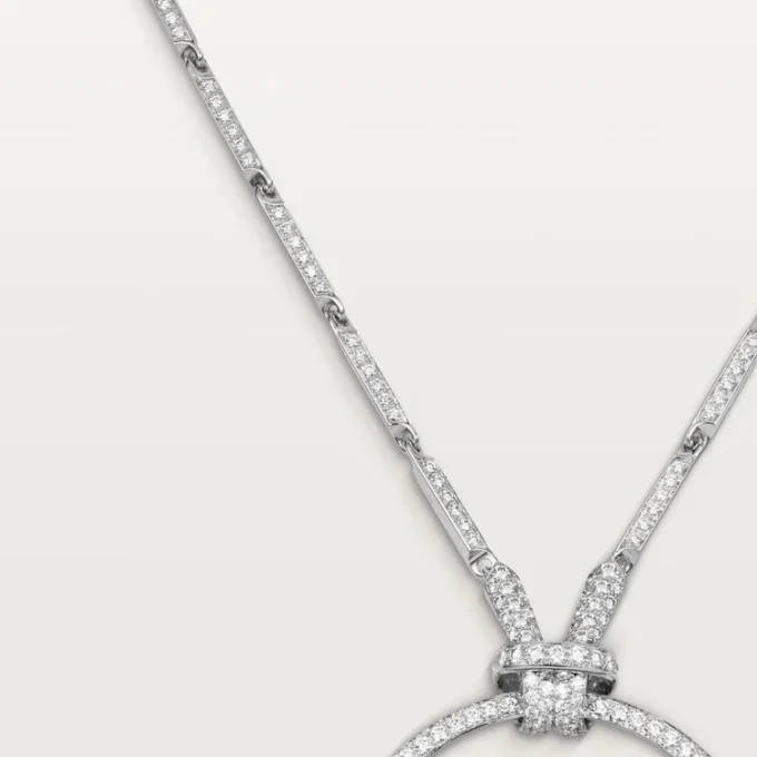 Halskette „Faune et Flore de Cartier“, Smaragd-Tropfen, pavé-gefasst