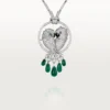 Halskette „Faune et Flore de Cartier“, Smaragd-Tropfen, pavé-gefasst