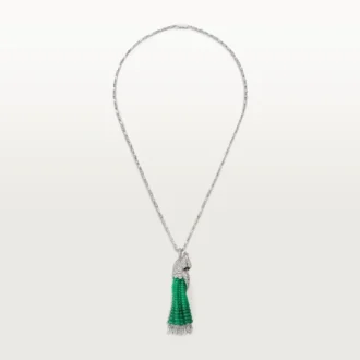 Halskette „Faune et Flore de Cartier“, Smaragdperlen, pavé-gefasst