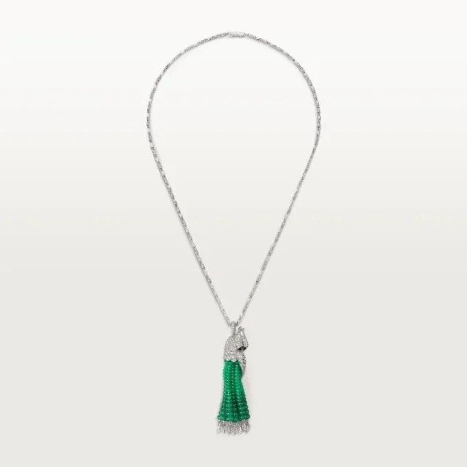Halskette „Faune et Flore de Cartier“, Smaragdperlen, pavé-gefasst