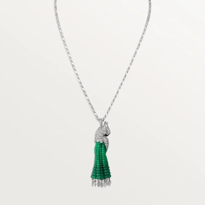 Halskette „Faune et Flore de Cartier“, Smaragdperlen, pavé-gefasst