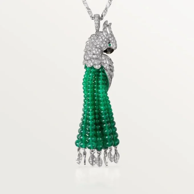 Halskette „Faune et Flore de Cartier“, Smaragdperlen, pavé-gefasst