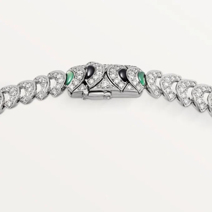 Halskette „Geometrie & Contrastes“, Chrysopras, Pavé