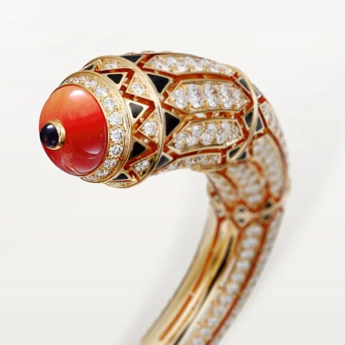 Haute Joaillerie-Armband – Roségold, Koralle, Onyx, schwarzer Lack, Diamanten – Cartier