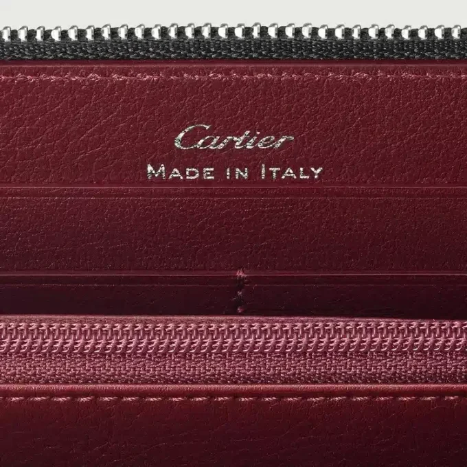 Internationale Geldbörse mit Reißverschluss, Must de Cartier – Schwarzes Kalbsleder, Palladium-Finish – Cartier