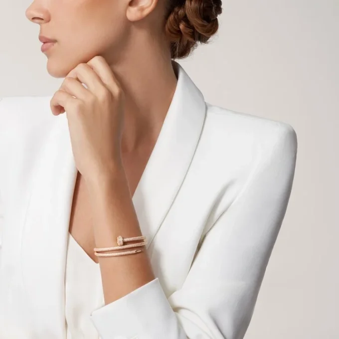 Juste un Clou Armband, doppelt, halb pavé-besetzt