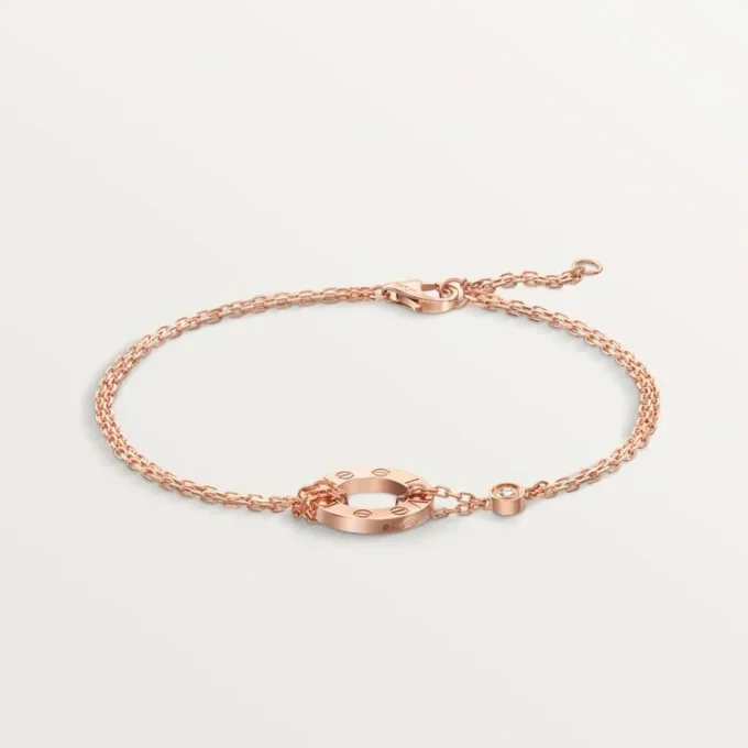 Love-Armband, an Kette, 2 Diamanten