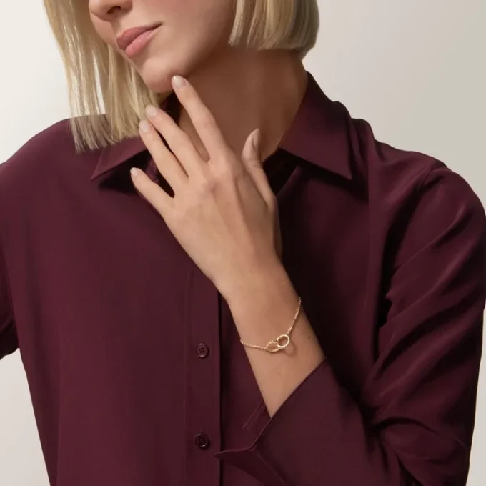 Love-Armband, an Kette, halb gepavé
