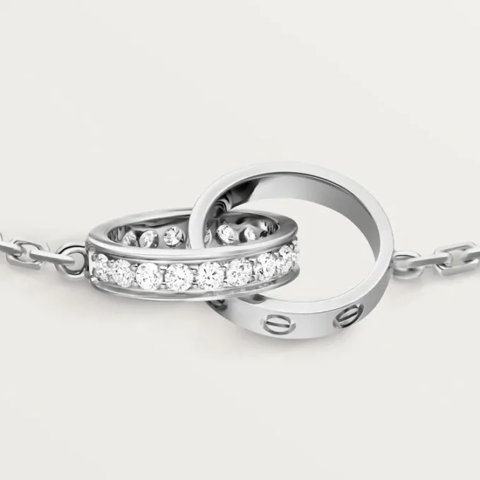 Love-Armband, an Kette, halb gepavé