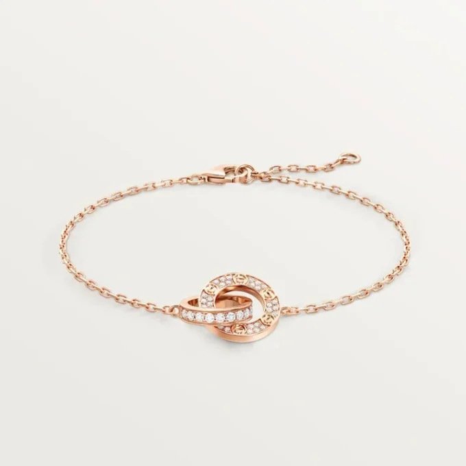 Love-Armband, an Kette, mit Pavé-Fassung