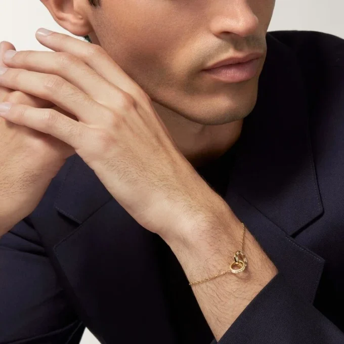 Love-Armband, an Kette, mit Pavé-Fassung
