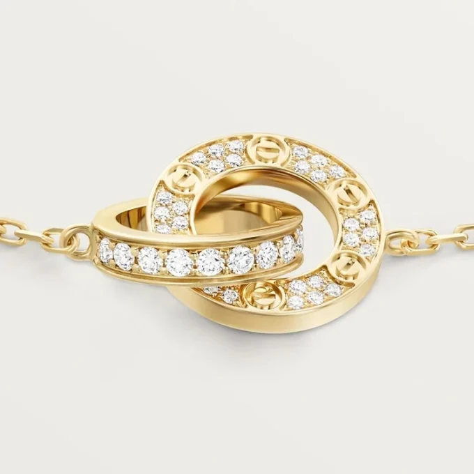 Love-Armband, an Kette, mit Pavé-Fassung