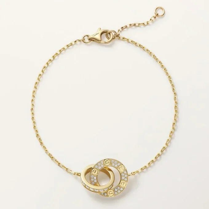 Love-Armband, an Kette, mit Pavé-Fassung