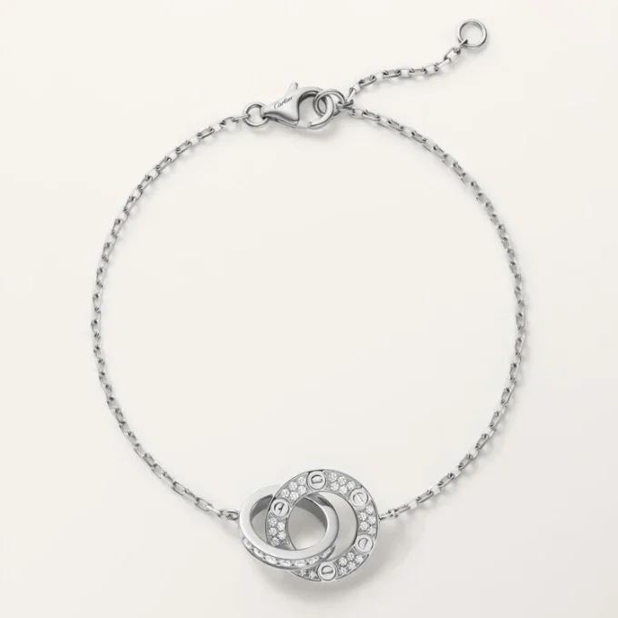 Love-Armband, an Kette, mit Pavé-Fassung