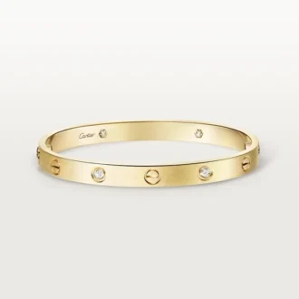 Love-Armband, klassisches Modell, gebürstet, 4 Diamanten