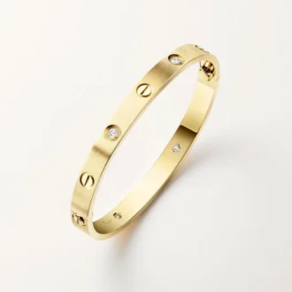 Love-Armband, klassisches Modell, gebürstet, 4 Diamanten
