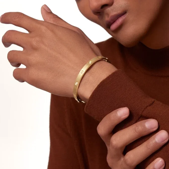 Love-Armband, klassisches Modell, gebürstet, 4 Diamanten