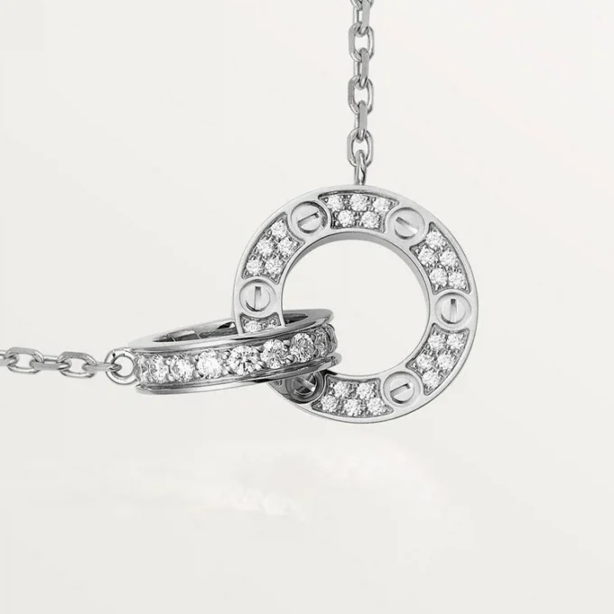 Love-Halskette, mit Diamanten besetzt – Weißgold, Diamanten – Cartier