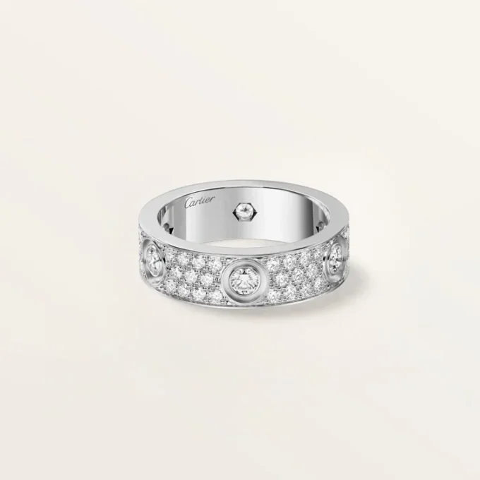 Love-Ring, klassisches Modell, pavé-besetzt, 6 Diamanten